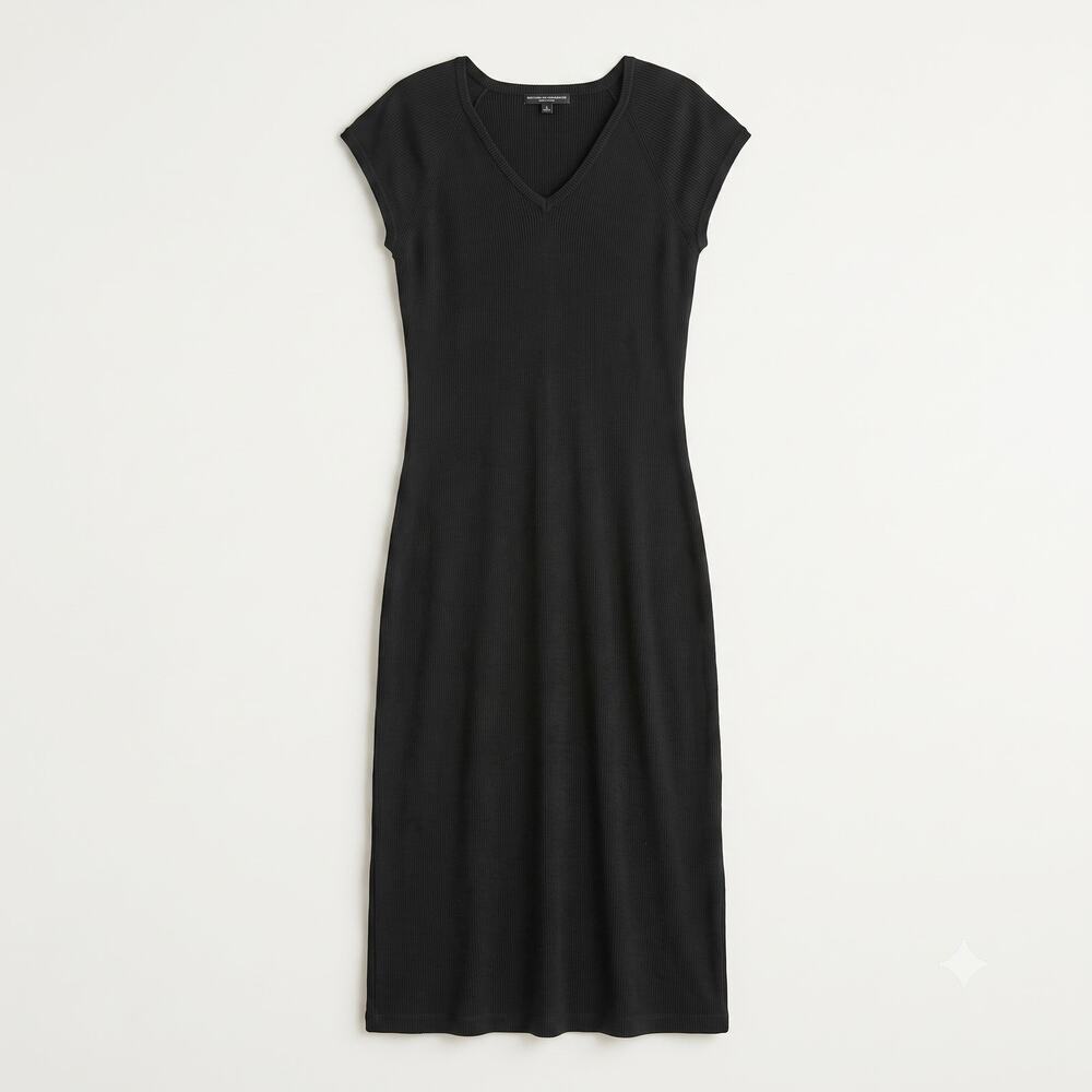 Peruvian Connection Womens M Minimalist Goth V-Neck Baby Alpaca Maxi Dress